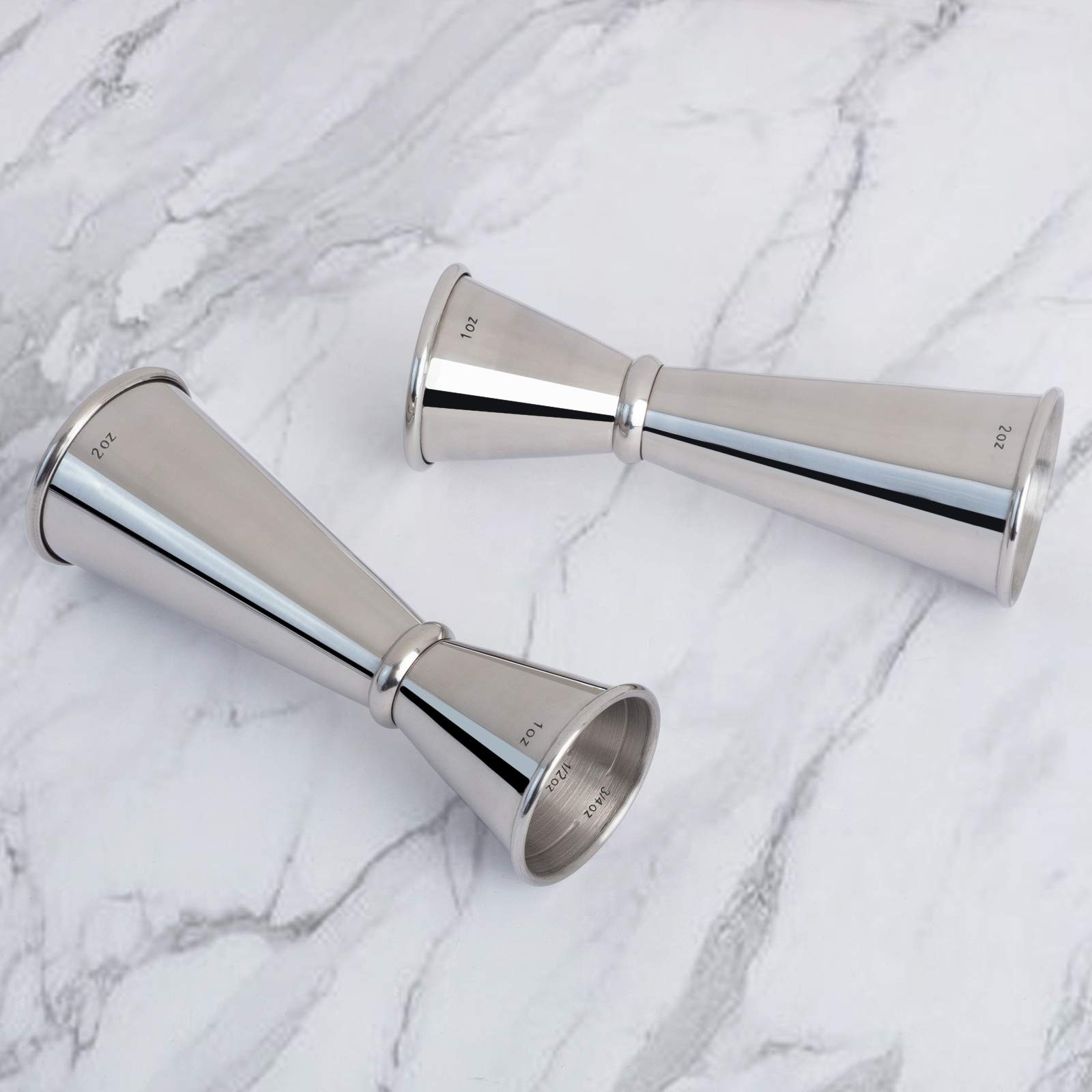 Briout Jigger for Bartending, Double Cocktail 1 oz x 2 oz, Silver