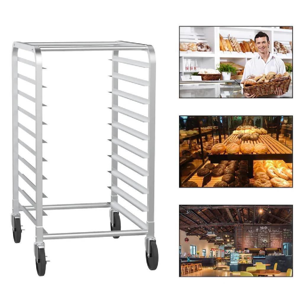 10-Tier Rolling Bakery Rack Stainless Steel Bun Pan Sheet Rack for Restaurants