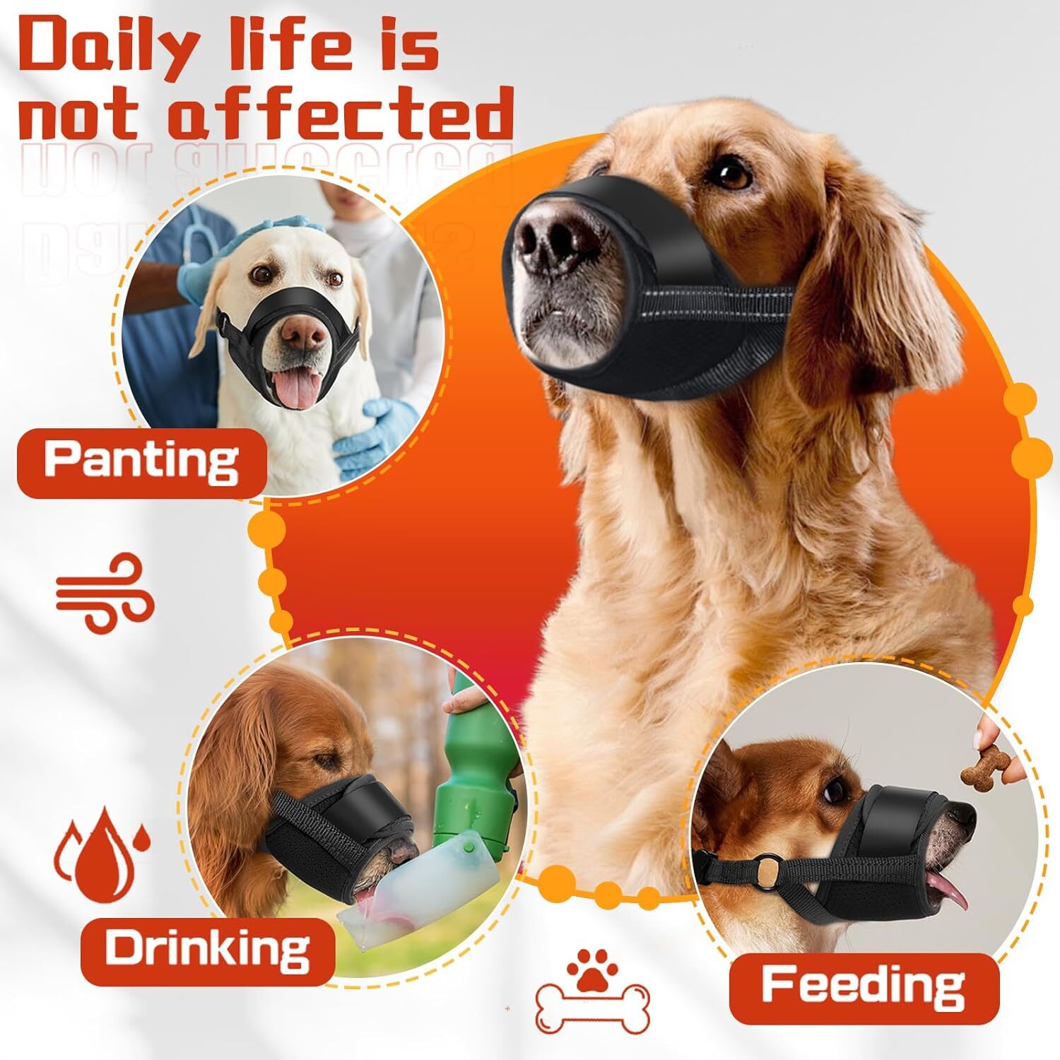 Dog Muzzle Soft No Barking Adjustable Mesh Muzzles Dogs Anti Chewing Breathable