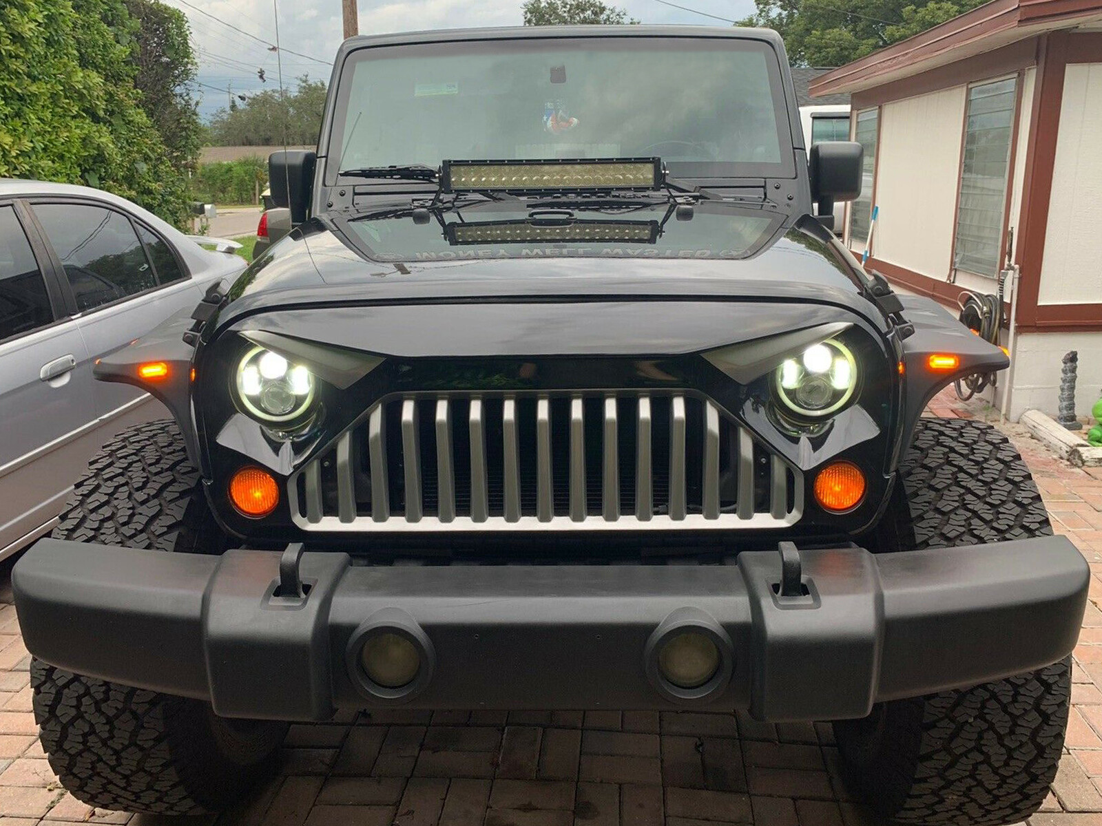 FOR 07-18 JEEP WRANGLER JK 4PCS POCKET-RIVETED STYLE WHEEL FENDER FLARES W/ LED