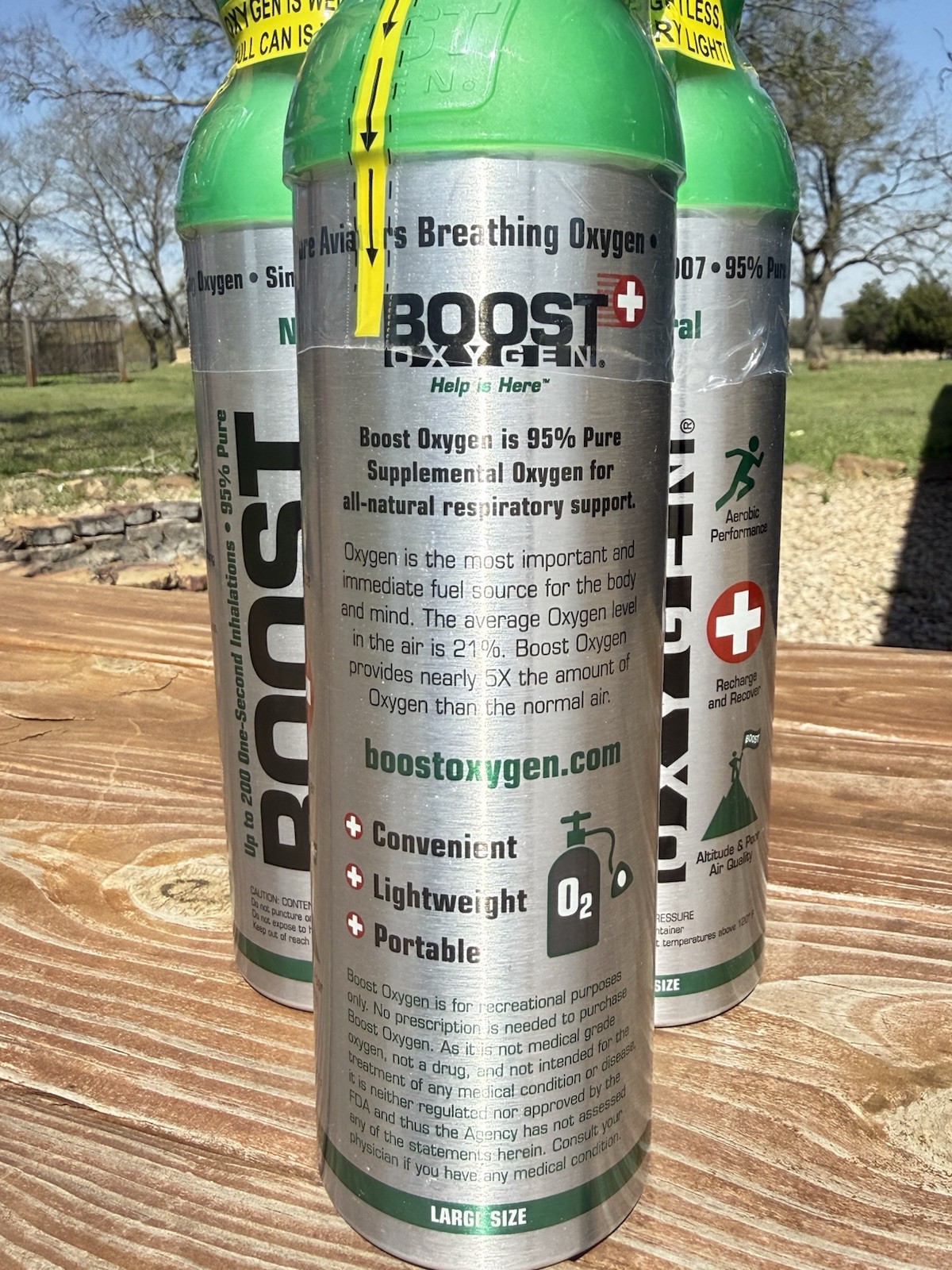 Boost Oxygen Large Natural 10L Canister 3 Pack Respiratory Support for Aerobic