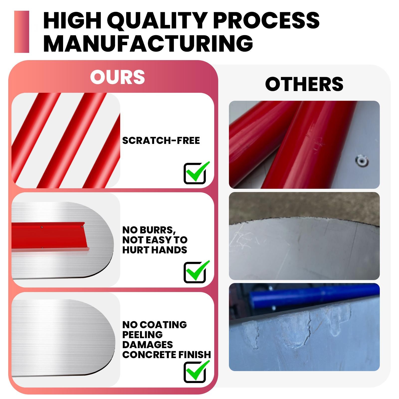 48"x12" Stainless Steel Bull Float Concrete Tool Trowel Float 4 Handle Round End