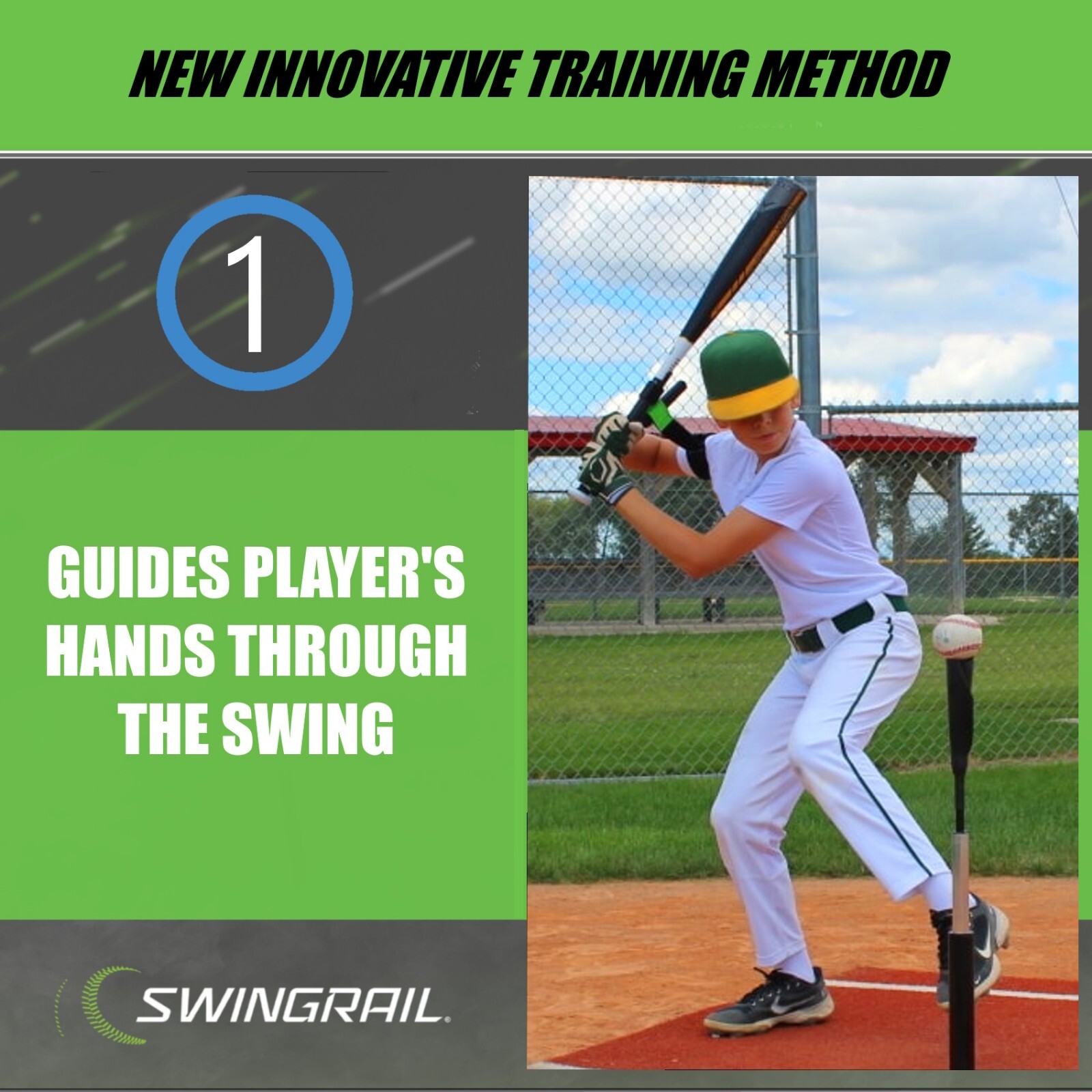 SWINGRAIL Swing Trainer + Speed Training Bat + 6 Balls