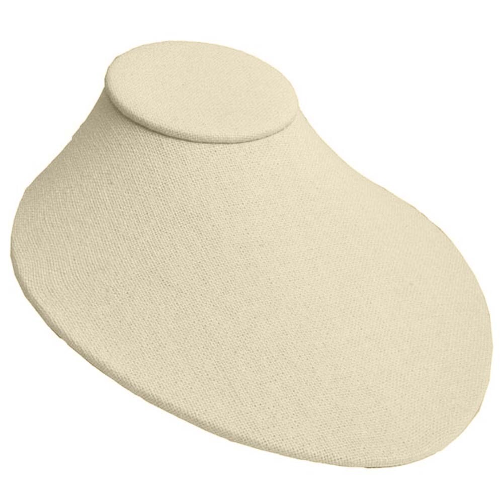 Beige Linen Low Profile Jewelry Necklace Display Bust Necklace Stands