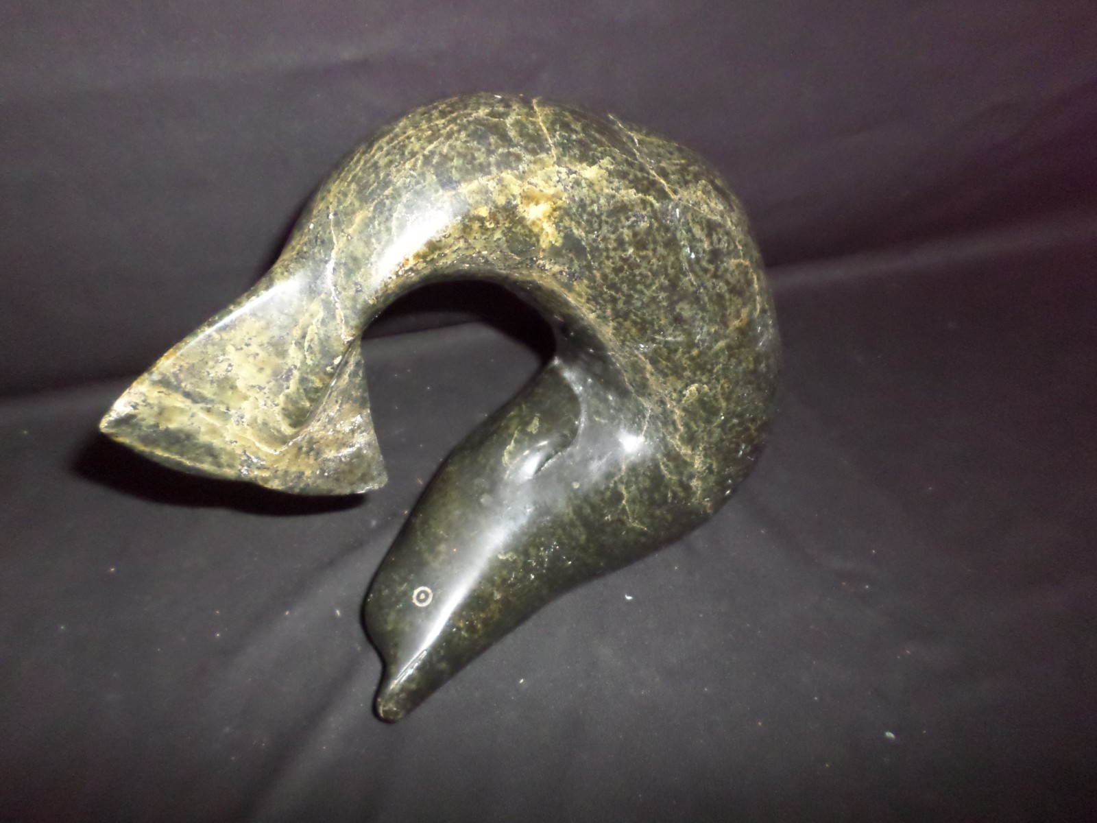 Fine Antique Native American Alaskan Cape Dorset Carved Serpentine Whale 10lb