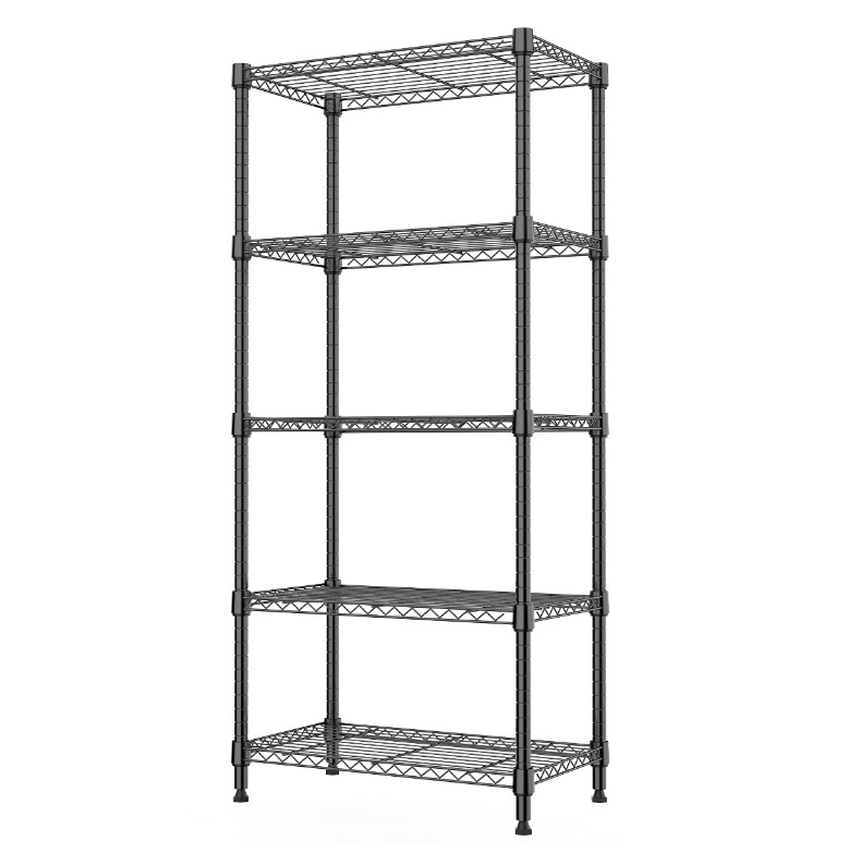 5 Shelves Adjustable Heavy Duty Storage Shelving Steel Organizer Wire Rack Black