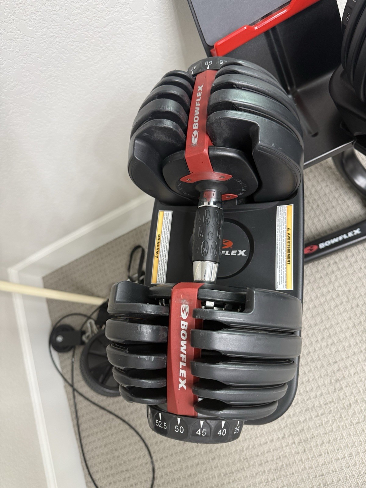 Bowflex 552 Adjustable Dumbbells 52.5 lb Set with Stand, Black Red