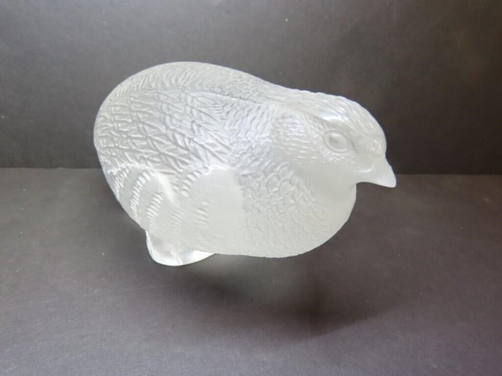 Lalique Crystal Perdrix 3" T, 3" W, 6" L