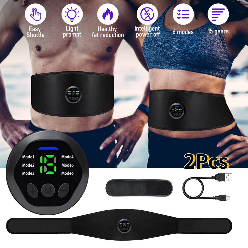Rechargeable EMS Abdominal Muscle Toning Belt Trainer ABS Stimulator Toner Belt