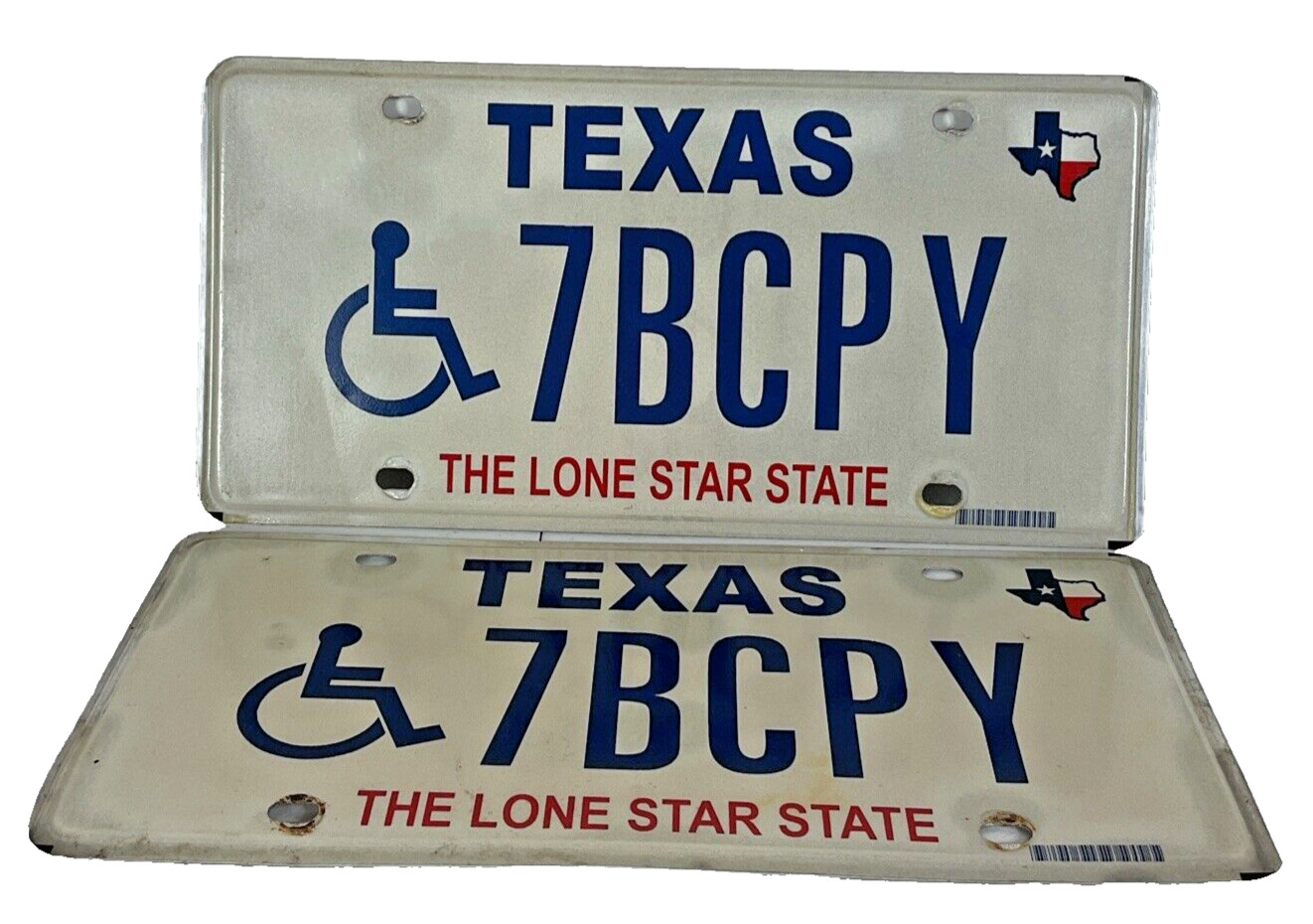 2000s Texas HANDICAPPED License Plate HANDICAP # 7BCPY SET OF 2 Y2K