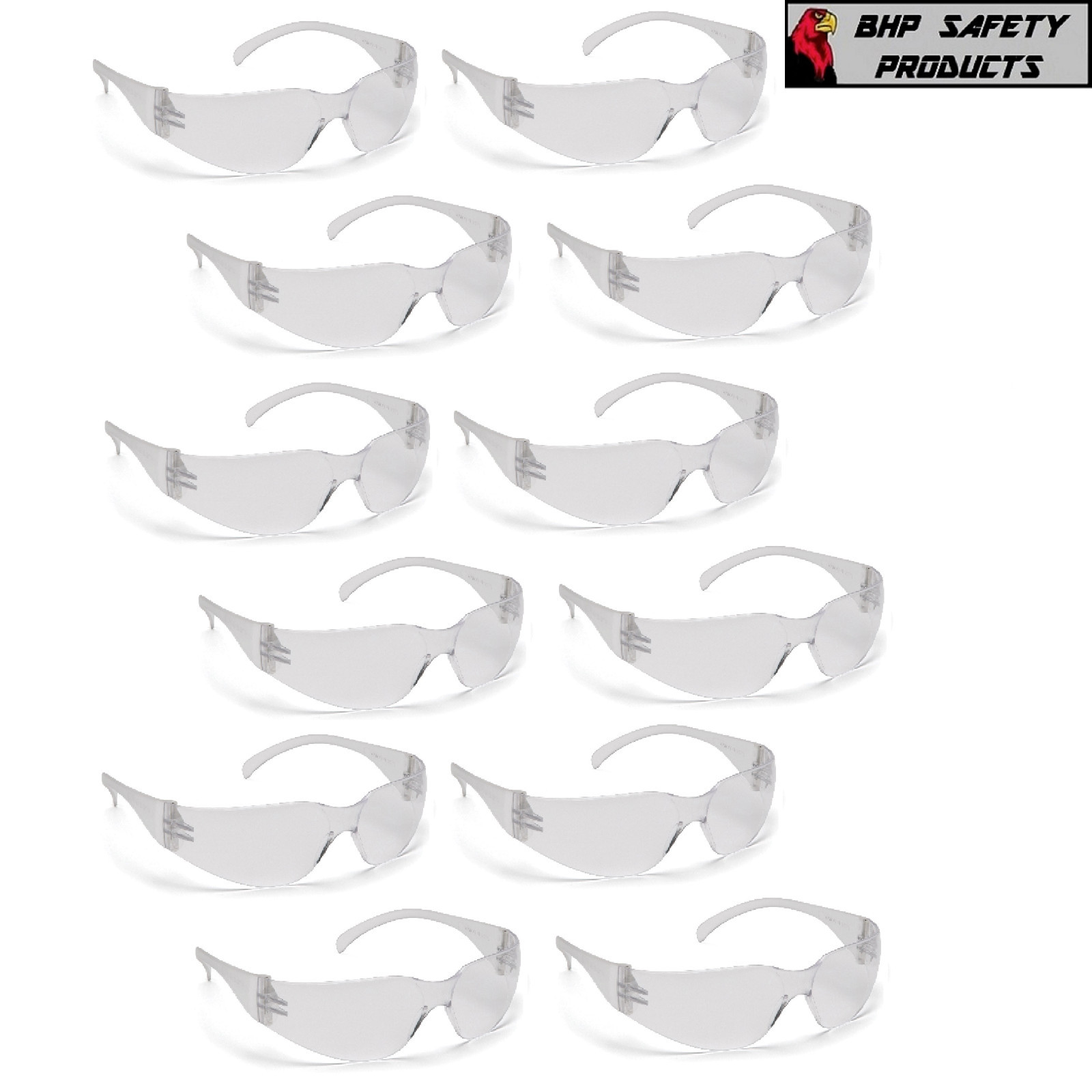 Pyramex Intruder S4110S CLEAR Safety Glasses Work Eyewear - 12 Pair/1Dozen