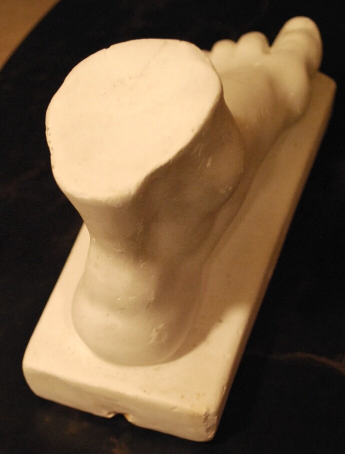 Antique Life Sized MALE HUMAN FOOT PLASTER CAST SCULPTURE 1920s European Art 10"