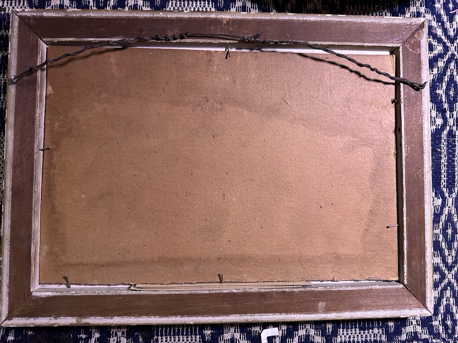 Antique American Folk Art Landscape Painting On Board Cabin In Woods