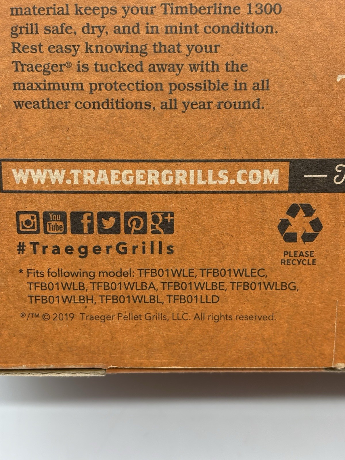 Traeger BAC360 Timberline 1300 Grill Cover - Full Length - Gray with Orange Logo