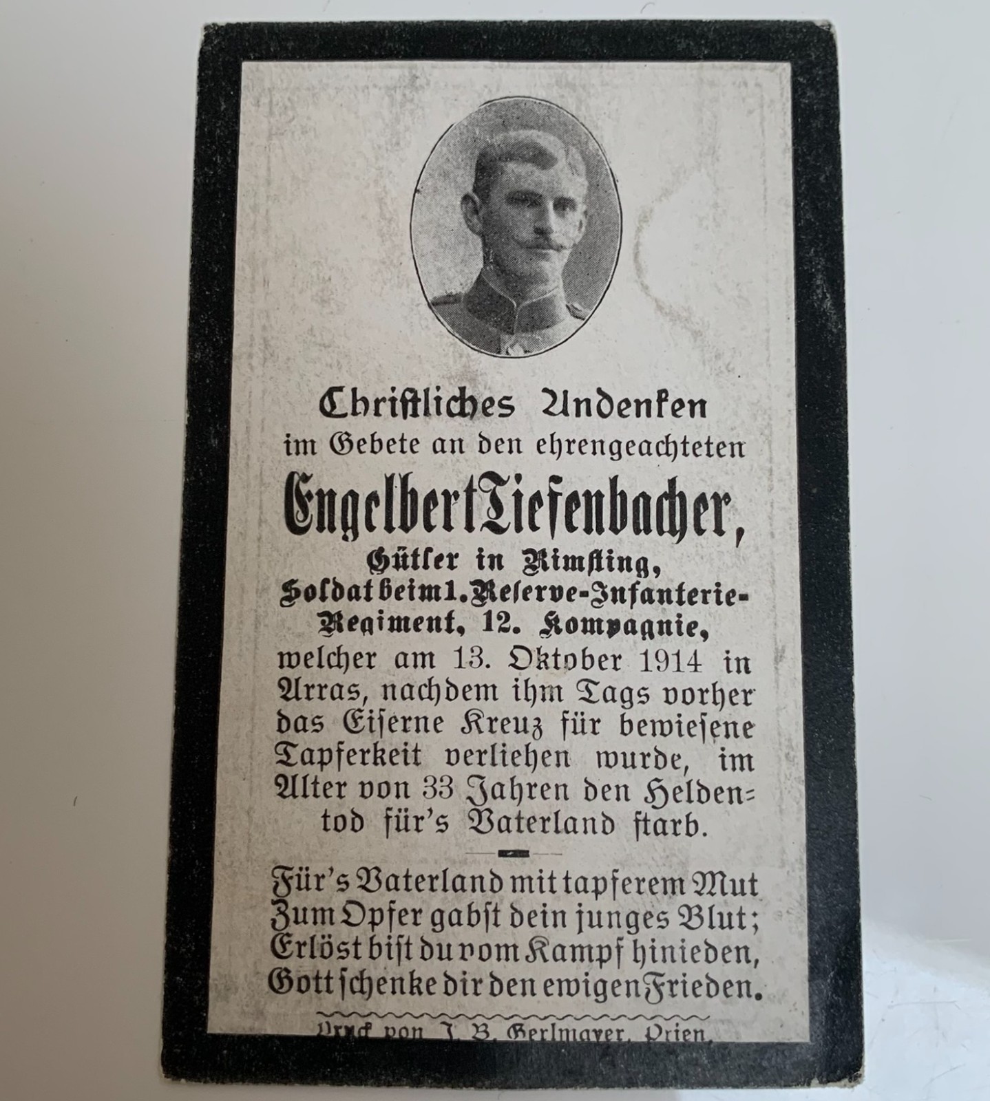 Group 5 KIA WW1 German Army Soldiers Mourning Death Cards Killed in Action