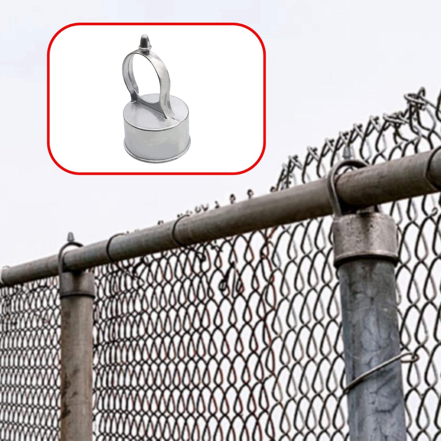 2PCS Chain Link Fence Loop Cap, Chain Link Fence Parts for 2-3/8" Outside Diamet