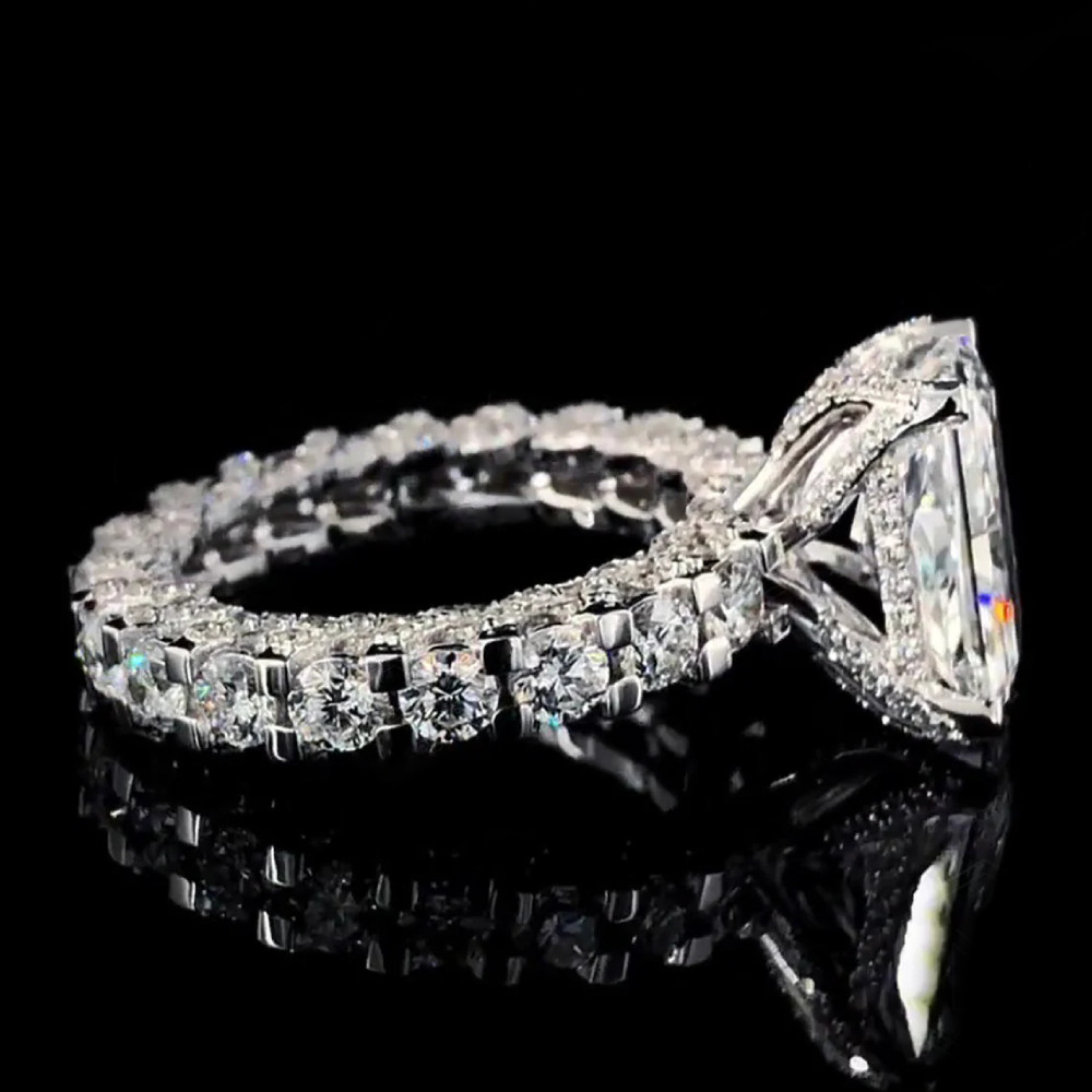 6.20 Ct Radiant Cut Diamond Wedding Ring in 14k White Gold IGI Lab Grown