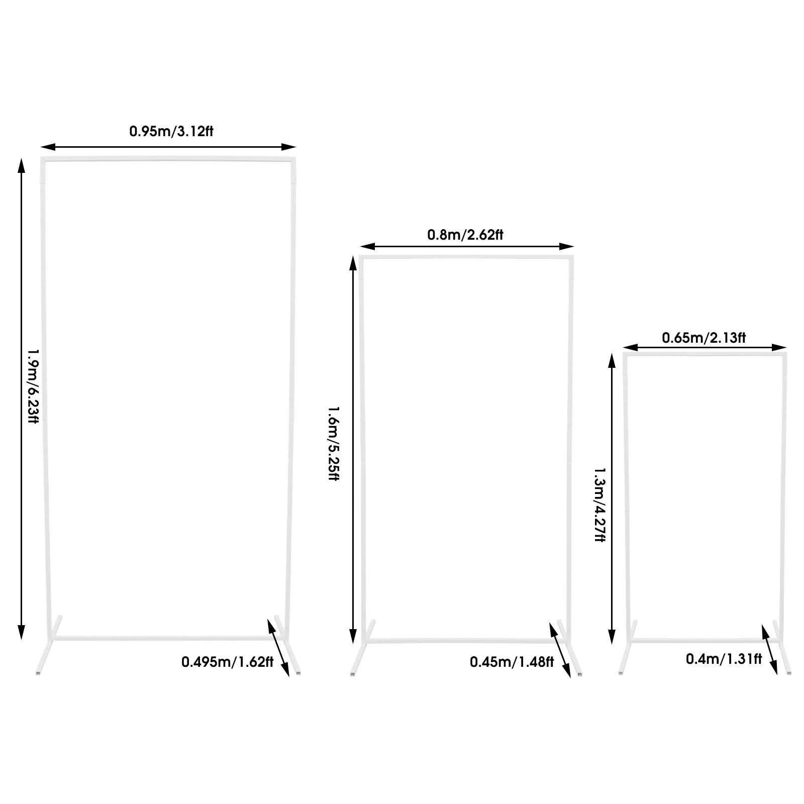 3 Packs Wedding Flower Arch Backdrop Stand Square Balloon Photo Stand Gold/White