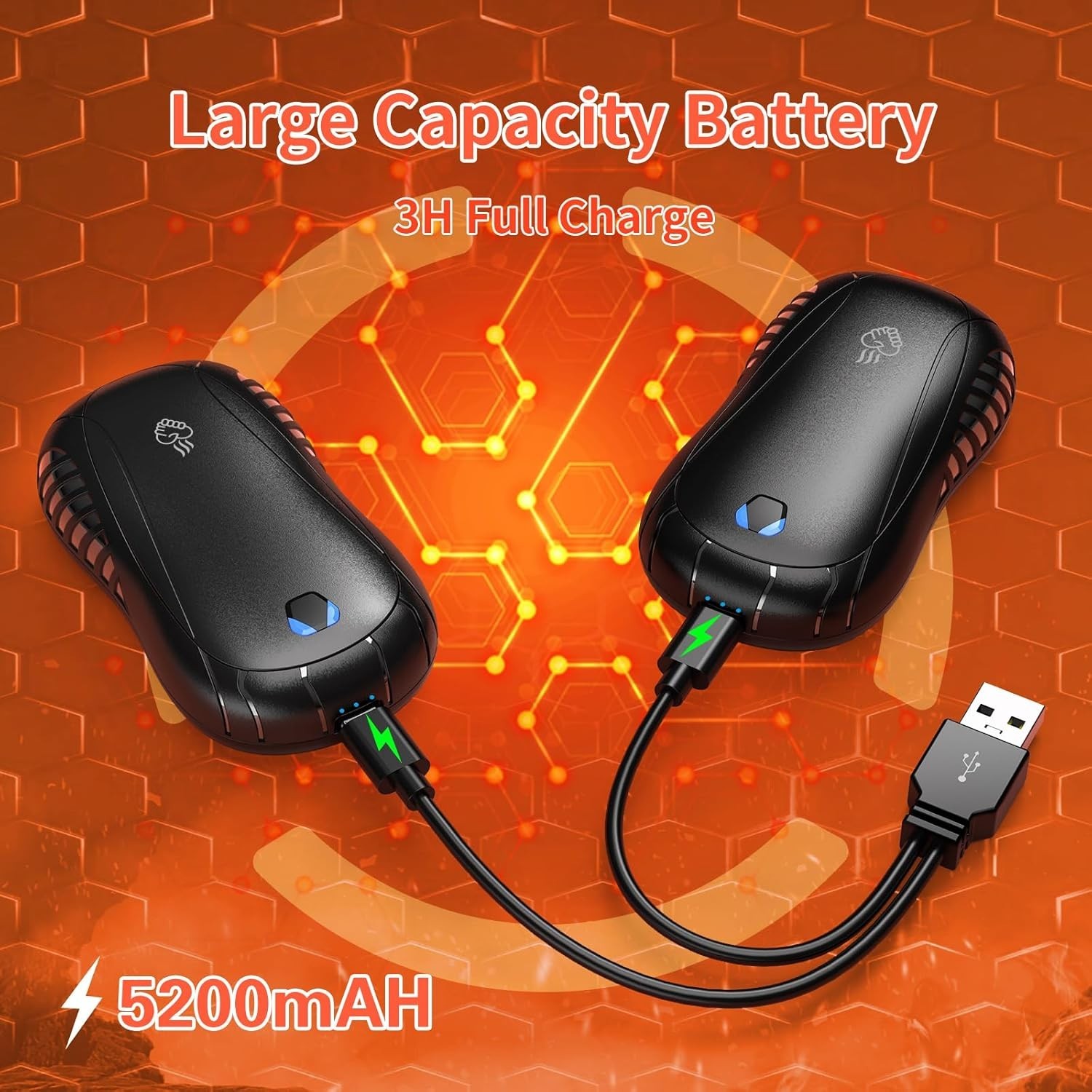 HOT! Hand Warmers 2Pack ,5200mAh Rechargeable Hand Warmer, 13Hrs Long