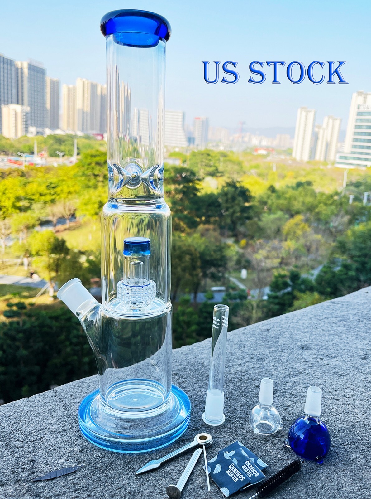 15'' Heavy Glass Bong Smoking Hookah Thick Percolate Water Pipe Beaker 14mm Bowl