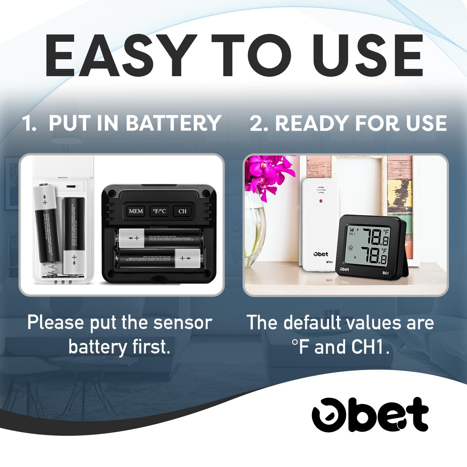 Wireless Indoor Outdoor Digital Thermometer 500ft Remote Temperature Monitor