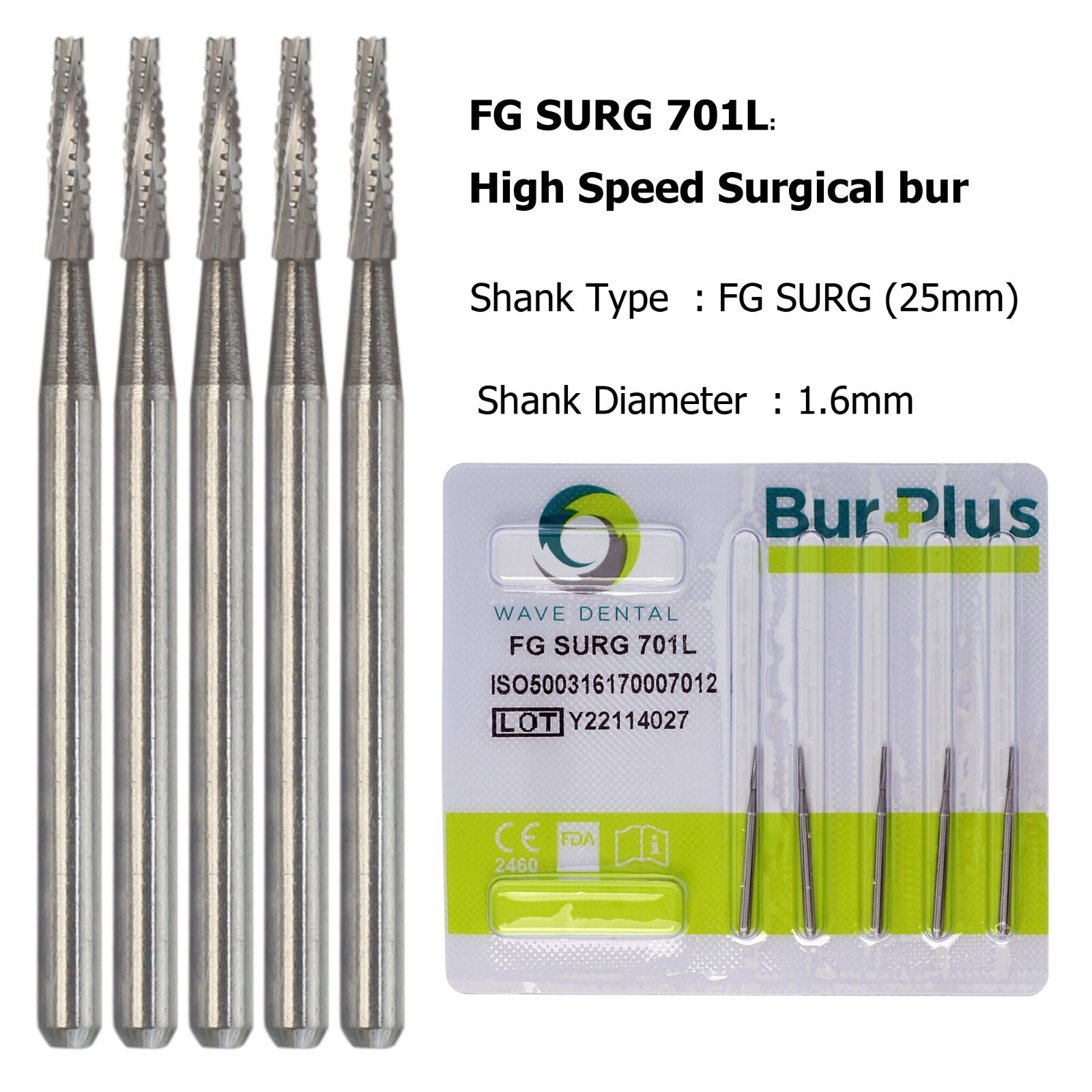 Wave Dental Surgical Bur Long 557L 702L 701 558 556 Carbide Burr 25mm High Speed