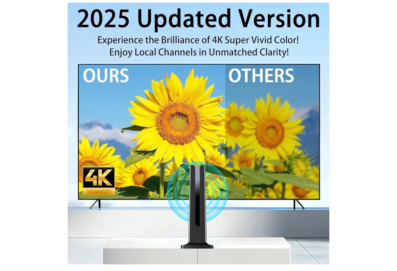 2025 Digital TV Antenna for Smart TV Indoor with 3M Stick Base 360°Long Range