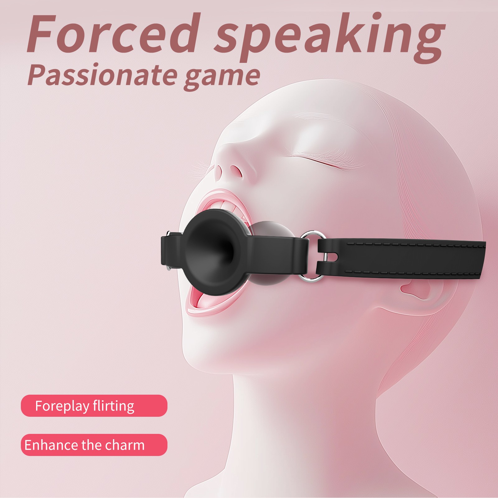 New Silicone Mouth Gag Breathable Ball BDSM Adjustable Belt Mouth for Couple