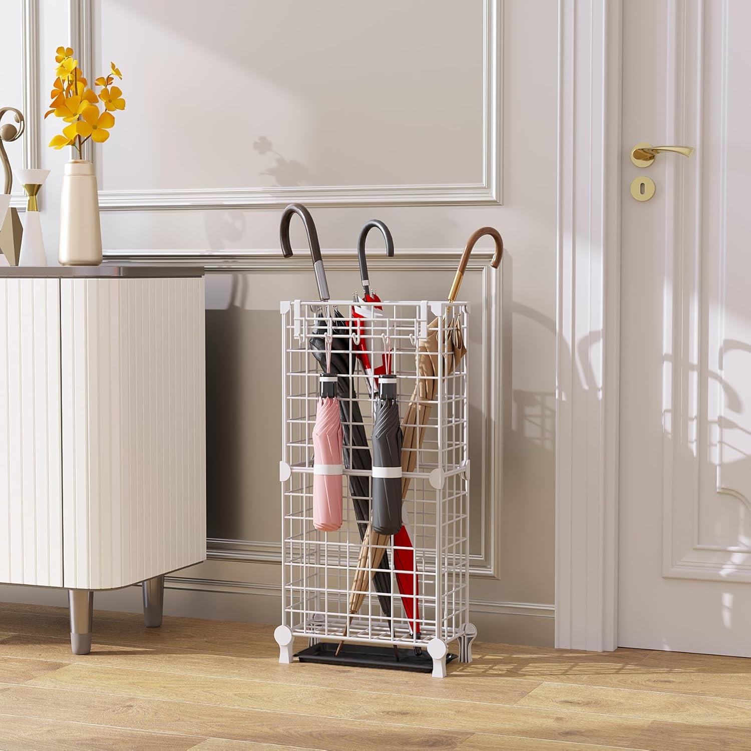 AWTATOS Umbrella Holder Entryway, Umbrella Stand Freestanding, Metal Square Umbr