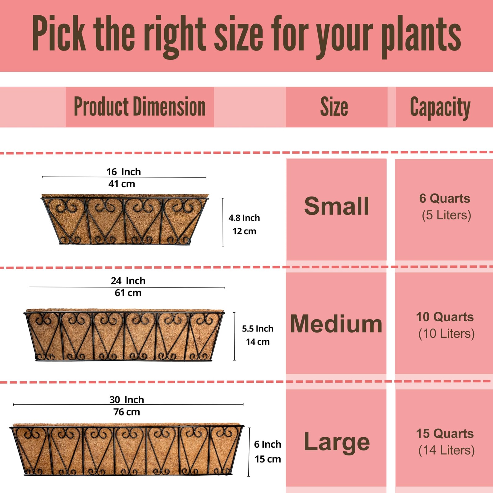 LaLaGreen Wal Planters - 4 Pack, 16 Inch Deck Railing Hanging Basket, Window ...