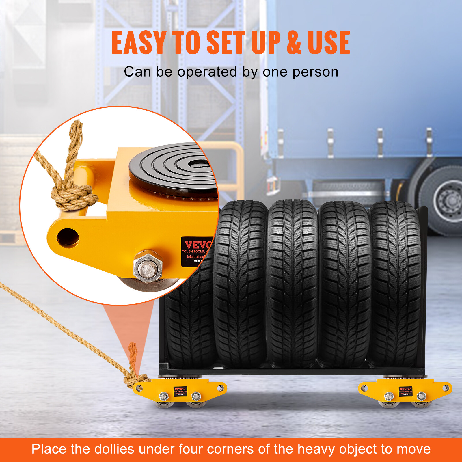 VEVOR 4PCS Machinery Skate Dolly Mover Skate 26455LBS/12T 4 Carbon Steel Wheels