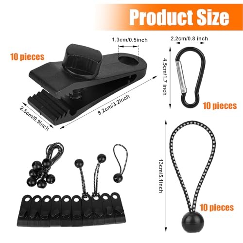 Heavy Duty Lock Grip Tarp Clips Set, Adjustable Tarp Tie Downs Clamps and