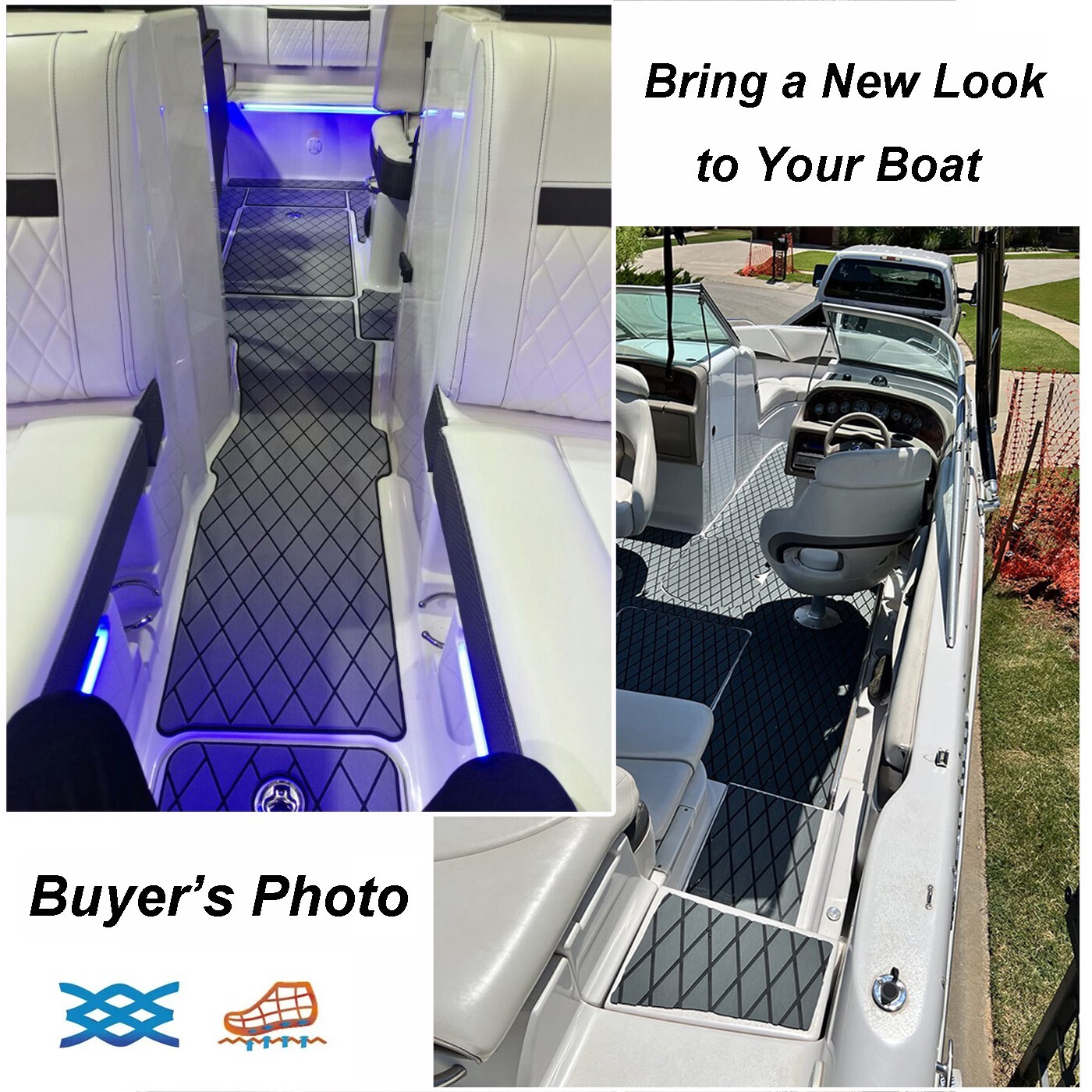 Grey Diamond Boat Flooring Sheet EVA Foam Marine Carpet，Nonskid Sea Decking Mat