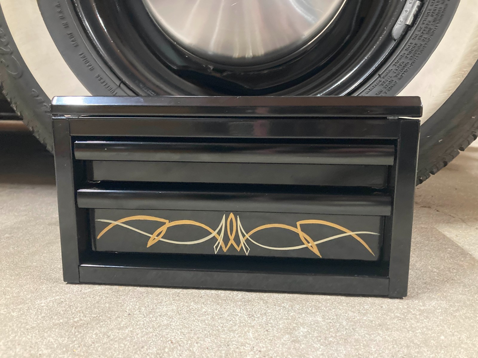 Black Mini Toolbox Hot Rod Pinstripes