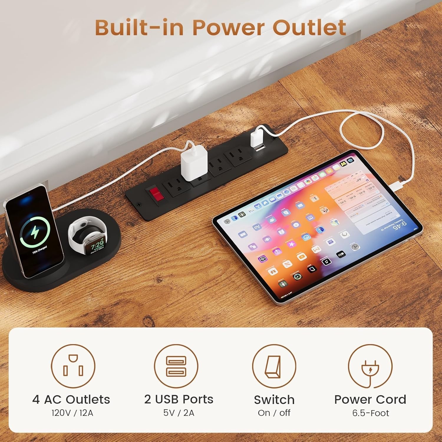 L Shaped Computer Desk with 5 Drawers Modern Reversible 78.7" Long 2 Person Desk