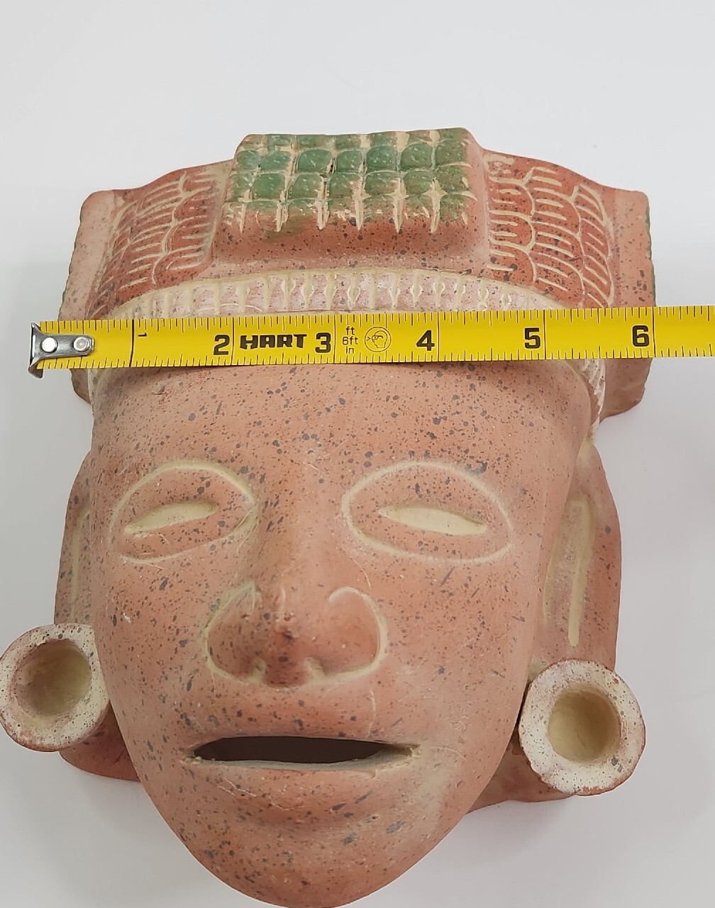 Vintage Mexican Mask Terra Cotta Red Clay Tribal Mask Wall Decor Mexico