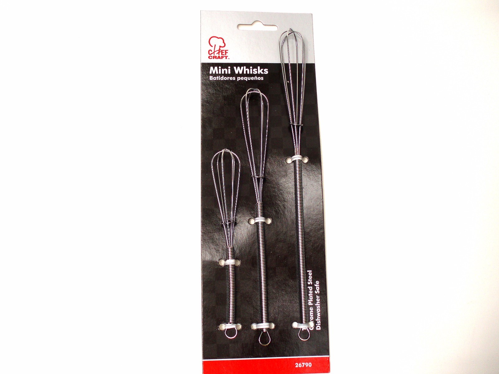 Steel Mini Whisk Set of (3) 5"-7"-8" Chrome Plated Steel Whisks - Kitchen Tools