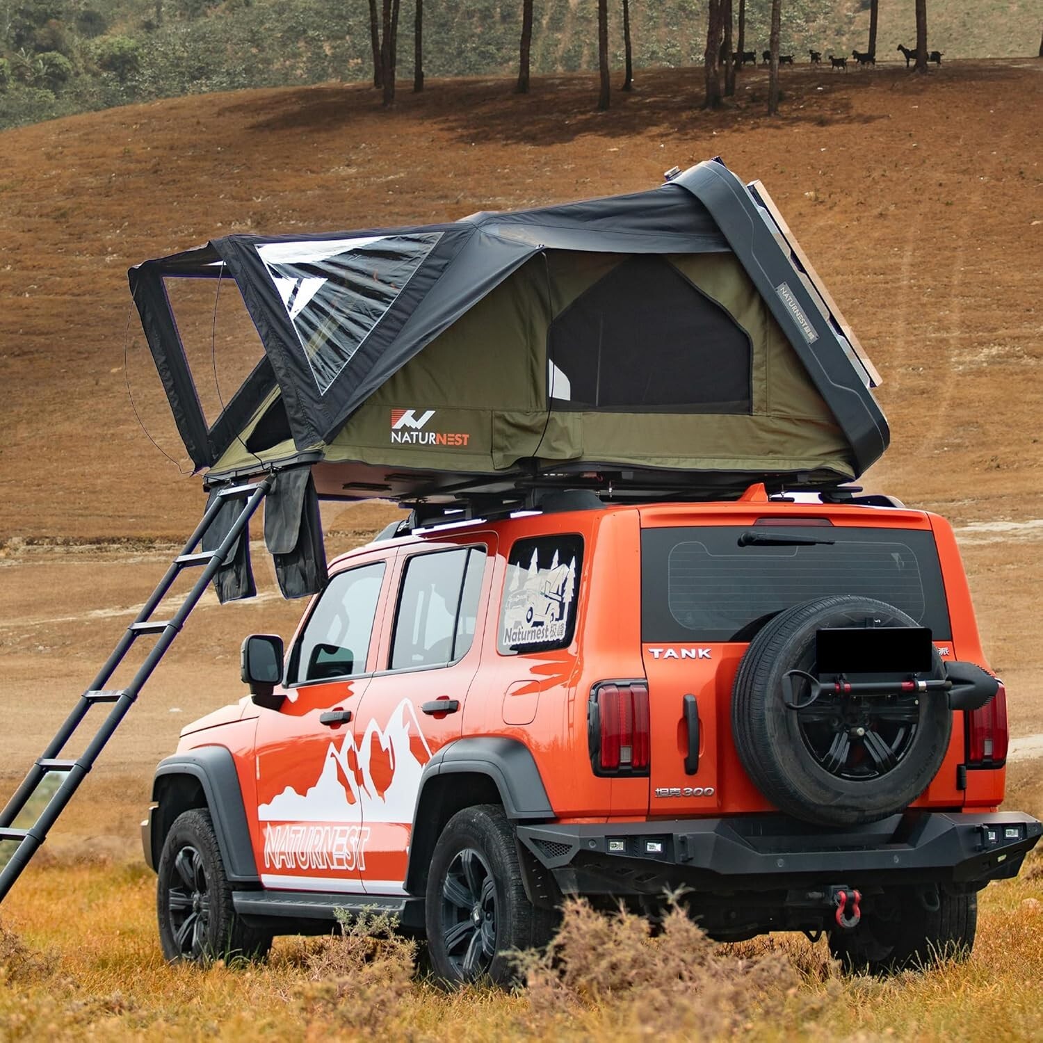 Naturnest ABS Clamshell Roof Top Tent Sirius 1 Plus & Annex Room for Car Camping