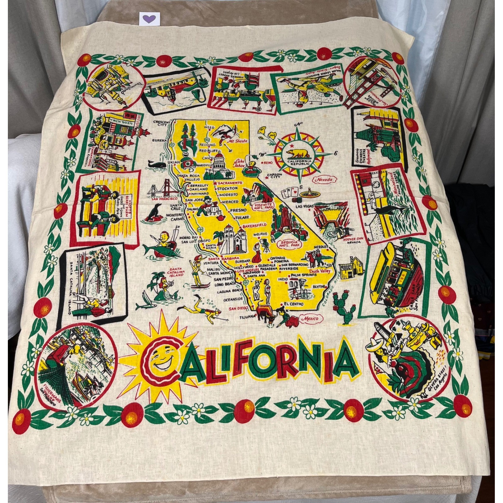 Vintage NOS California Muslin Tablecloth Collectible 1960-1970