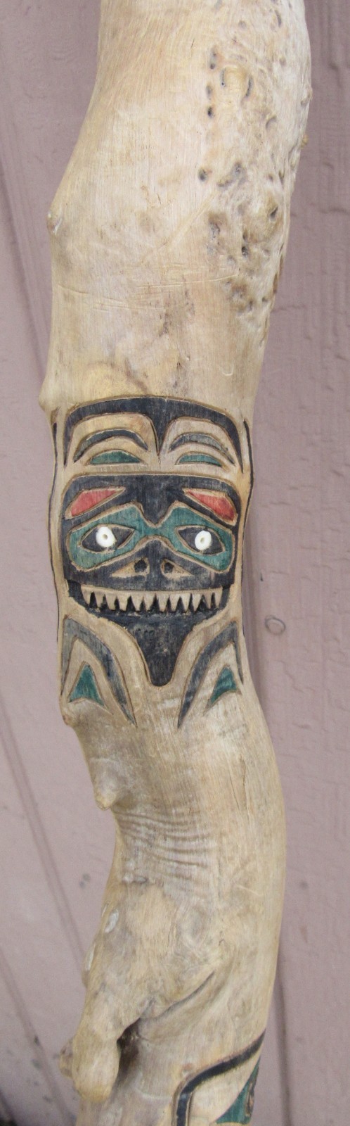 Northwest Coast Hand Carved SHAMAN Totem Walking Talking Stick Cane Pole STAFF