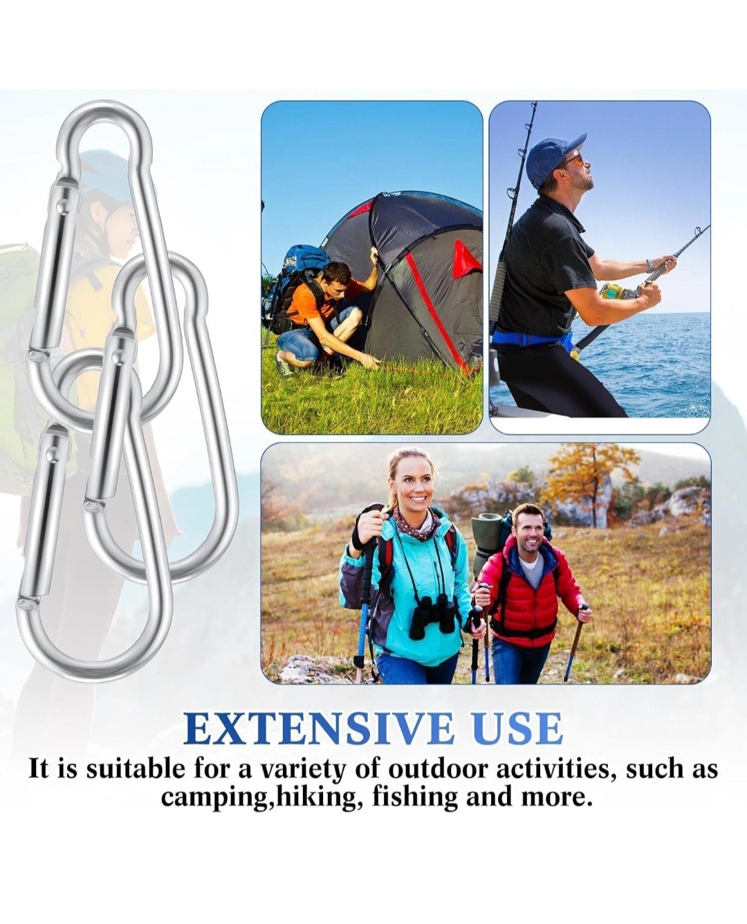 30 Pcs 2" Carabiner Bulk Spring Snap Hooks Bulk Aluminum Alloy Clip Multi Color.