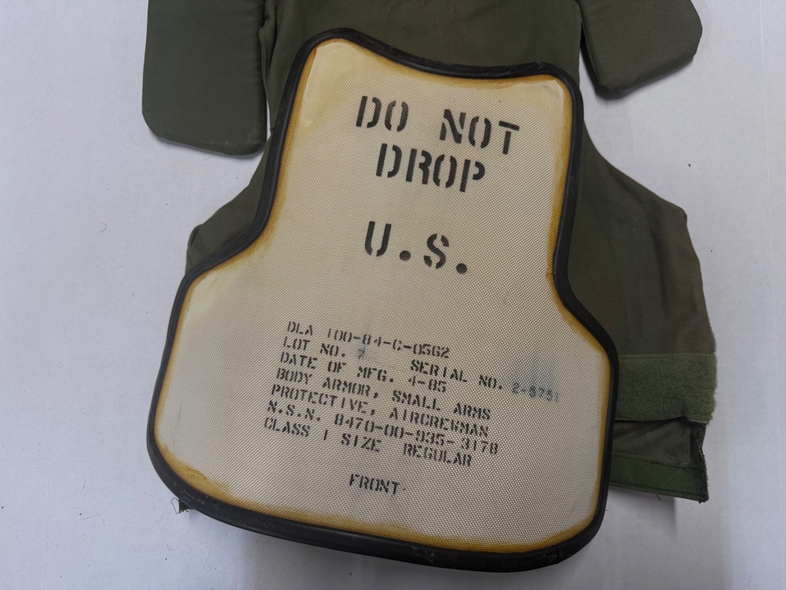 USGI Vietnam Era Aircrewman Body Armor Vest w/ Front Chicken Plate Size Regular