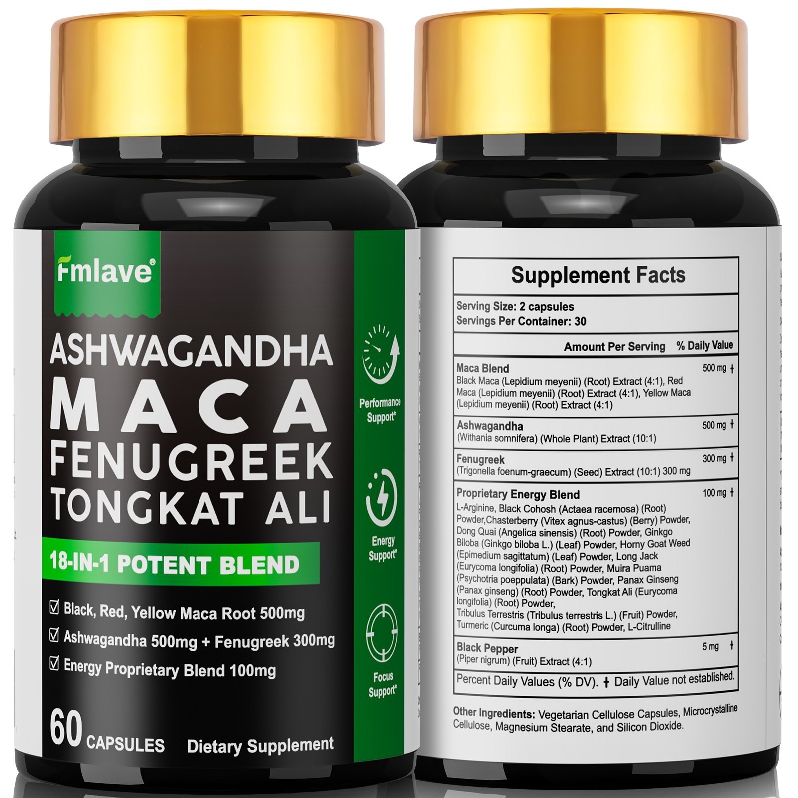 Maca Root, Ashwagandha, Panax Ginseng Fenugreek Extract Male Enhancing 60 Caps