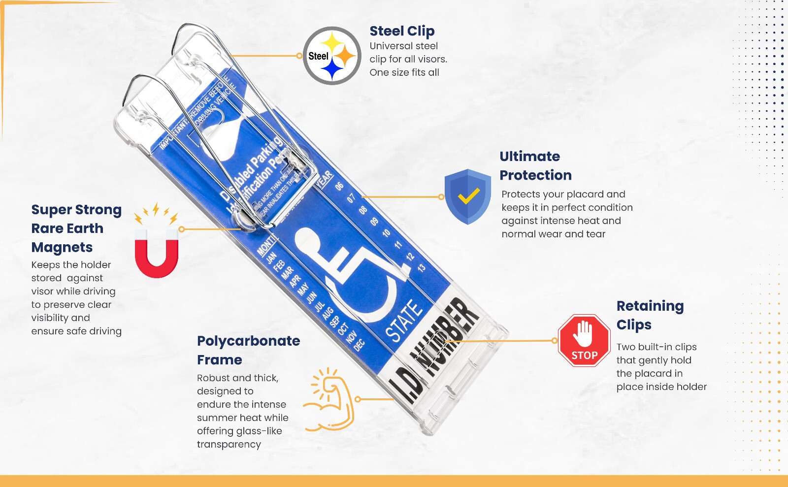 JL Safety Visortag Vertical- Best & Sturdiest Handicap Placard Holder Available!