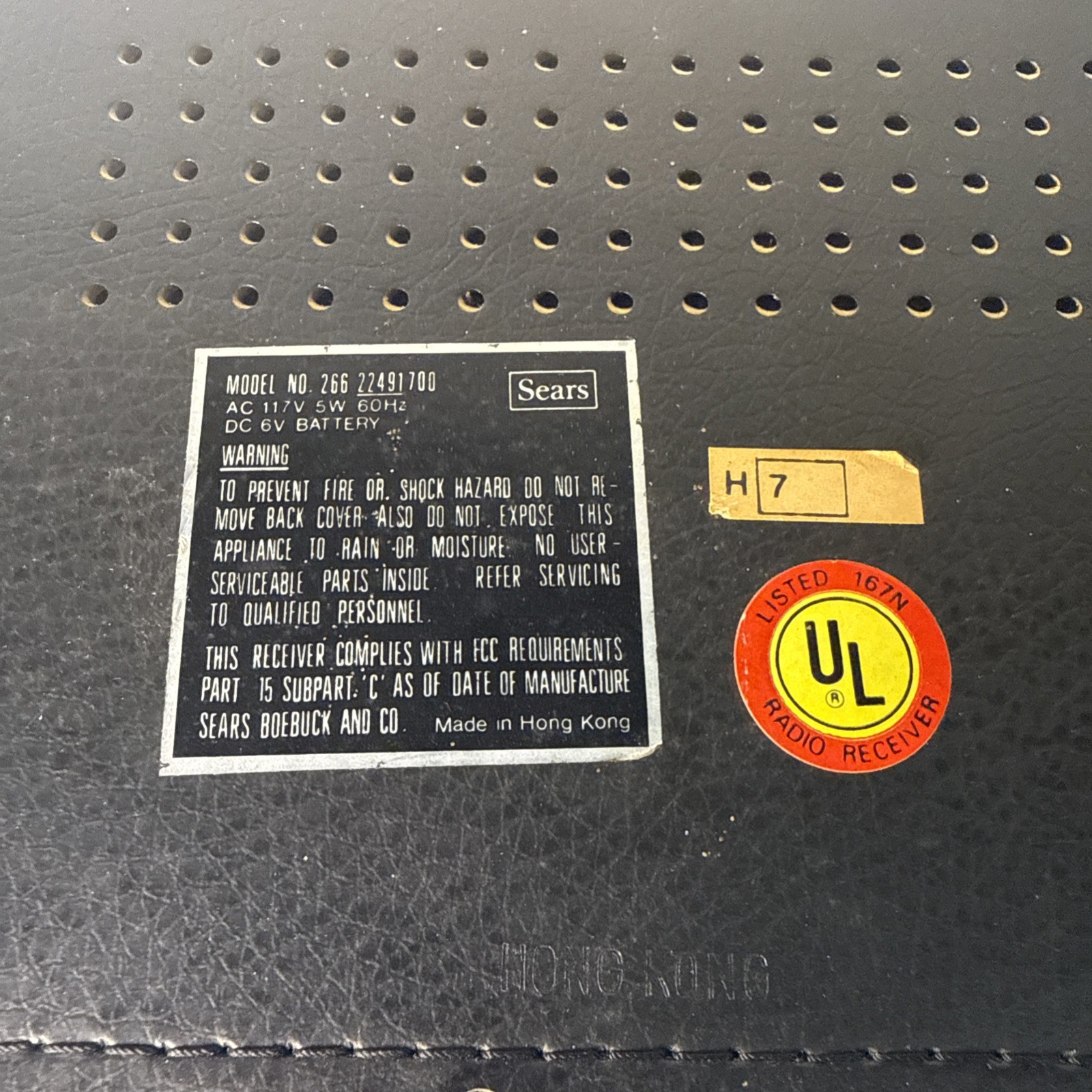 Vintage Sears Solid State AM-FM Radio Model #266 22491 700 *Works*