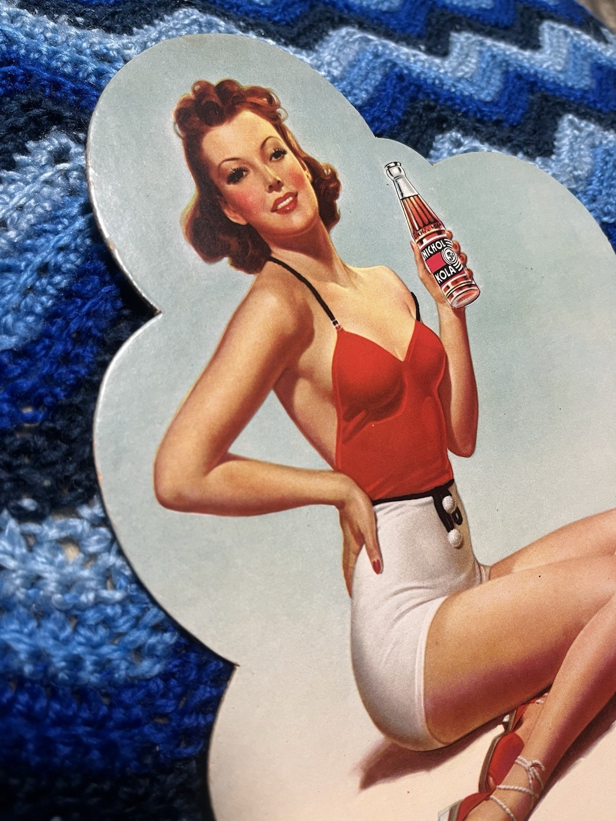 Nichol Kola Cardboard Pinup Advertising Sign 1950’s Easel Display Rare VTG Soda