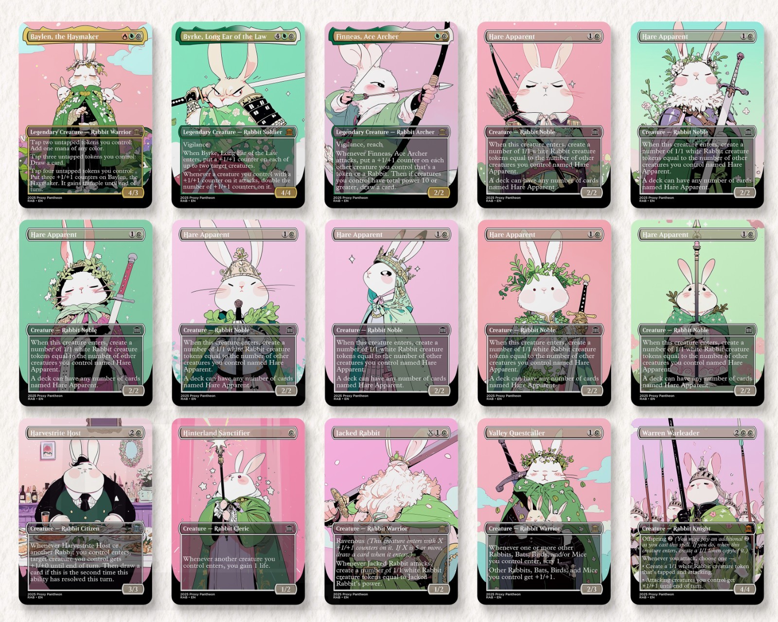 Rabbit Tribal Proxy Deck | 108 Playtest Cards | High Quality Altered Art