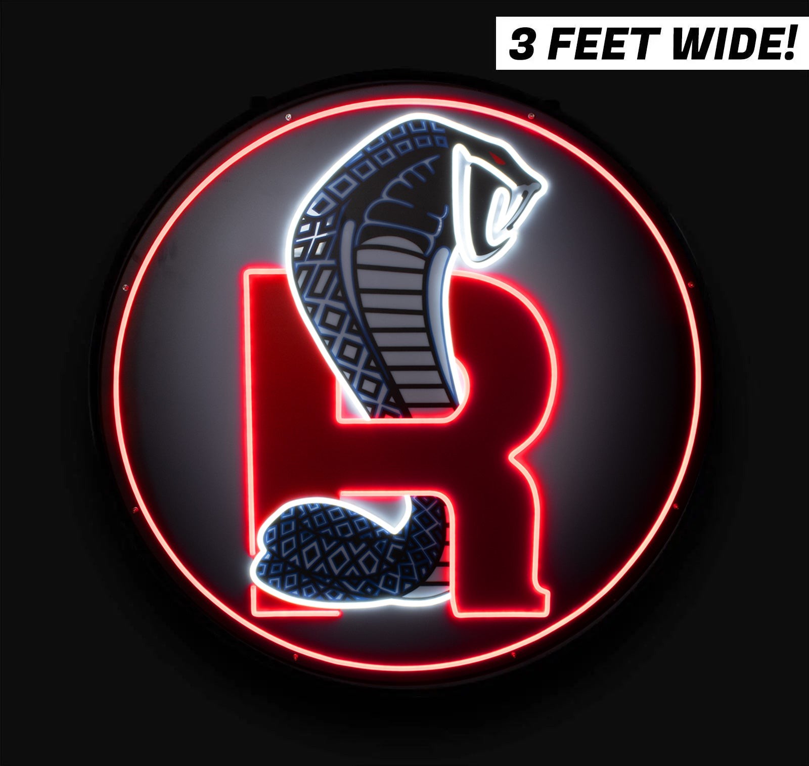 1993 1995 2000 Cobra R Snake 36" Round Garage Wall Light Up LED Flex Neon Sign