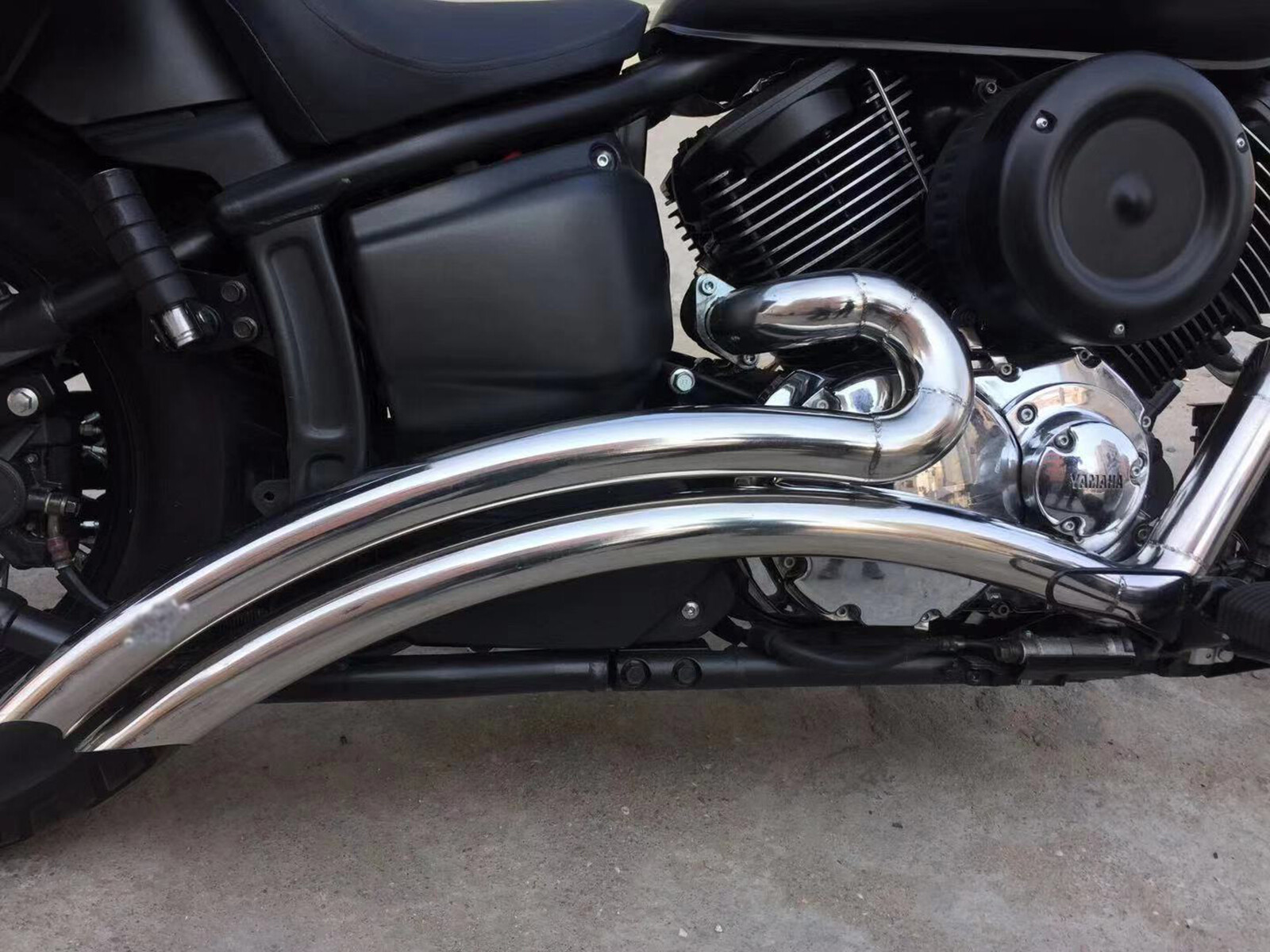 Shortshots Staggered Exhaust Pipes W/ Baffles For Yamaha V-Star 1100 XVS1100