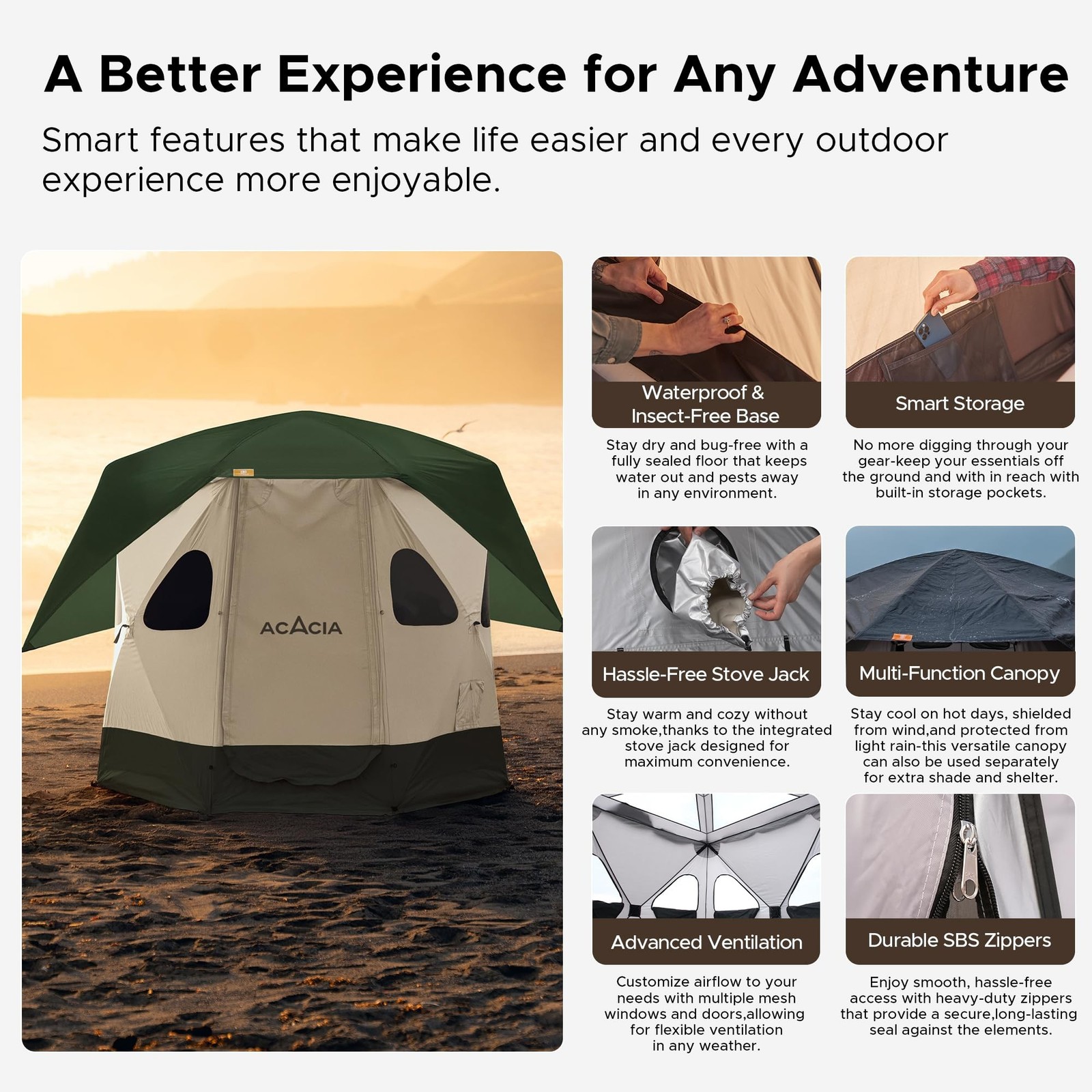 Space Acacia Lite Camping Tent | 2/3/4/8 Person Pop Up Tents for Camping | Li...